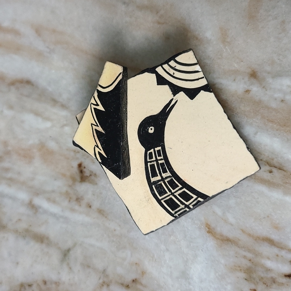 Artsy Vintage Ceramic Bird Brooch